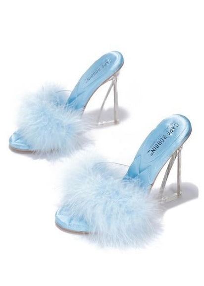 Serena Baby Blue Fur Stiletto Heels