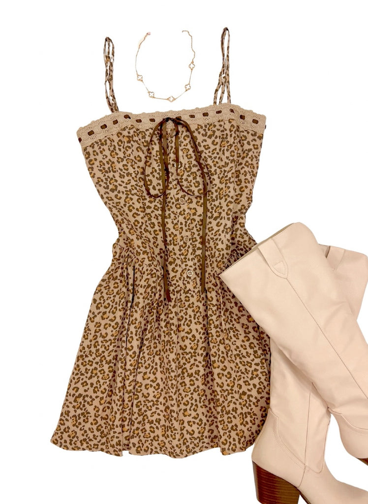 Leopard fashion print corset dress